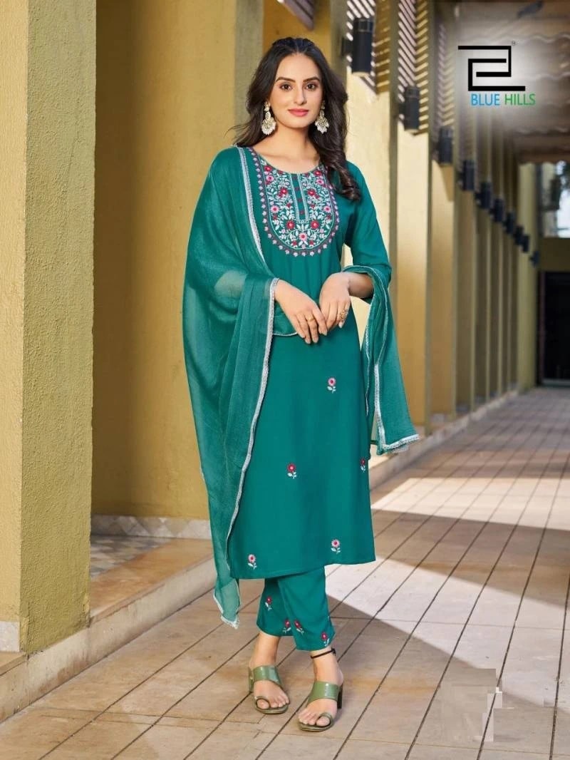 Blue Hills Jannat Thread Work Kurti Bottom With Dupatta Collection