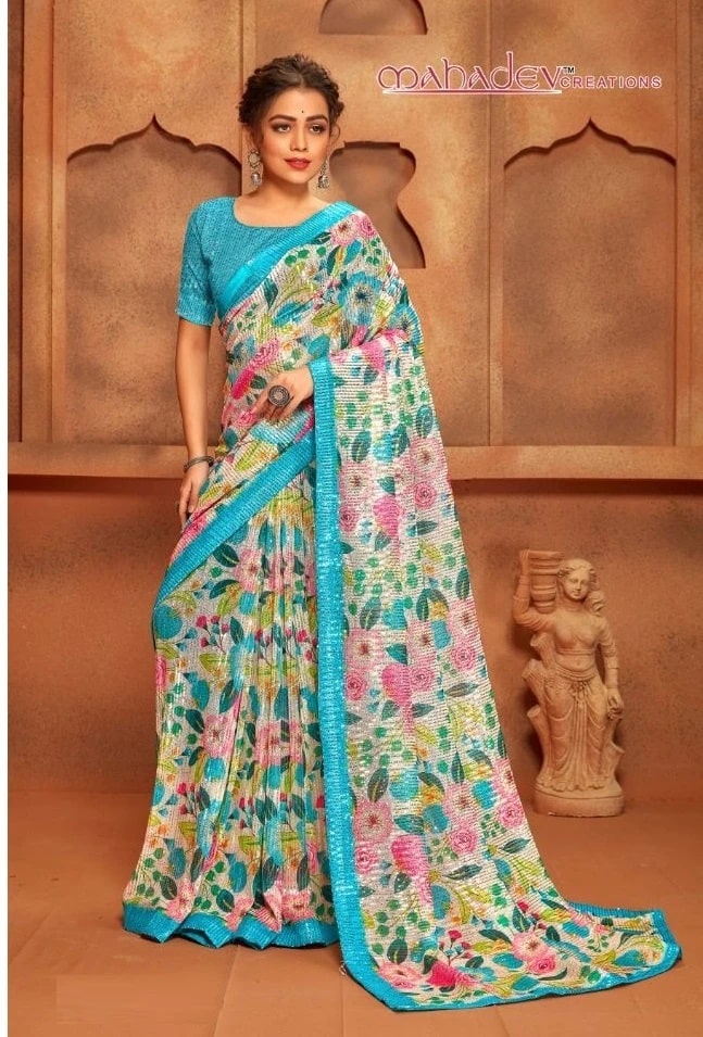 Mahadev Sequence Saree 2 Sequence Work Designer Sarees Collection