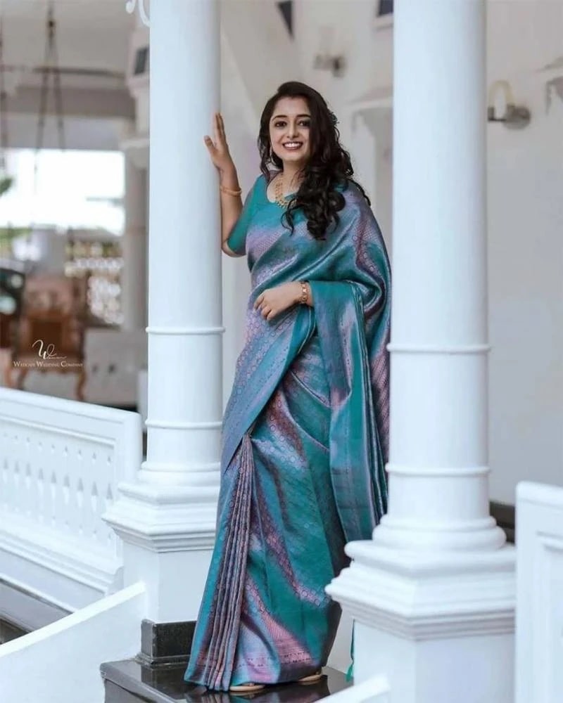 Soft Silk 5016 Latest Jacquard Soft Lichi Silk Saree New Collection