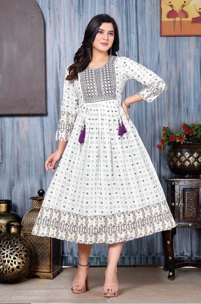 White Dove Lady Latest Printed Designer Kurti Wholesaler