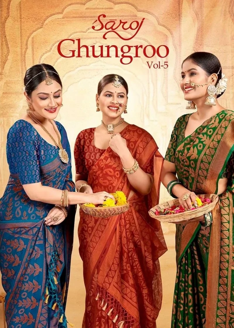 Saroj Ghungroo Vol 5 Traditional Chiffon Saree Wholesalers