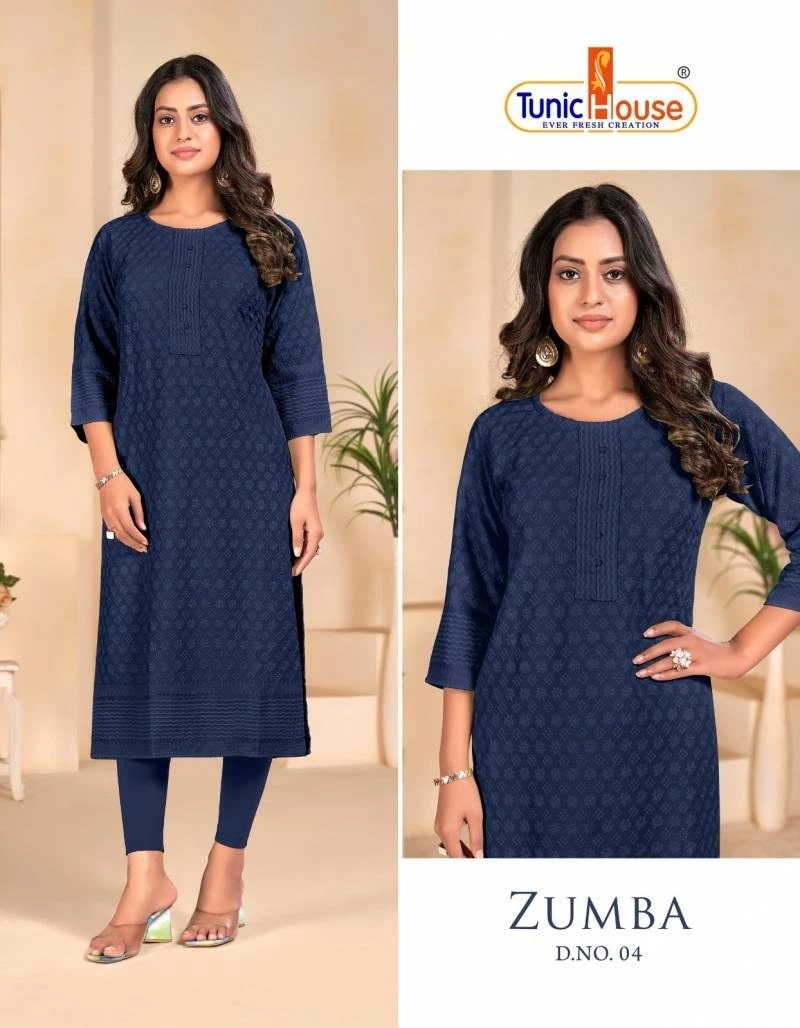 Tunic House Zumba 04 Chikankari Work Designer Kurti Collection