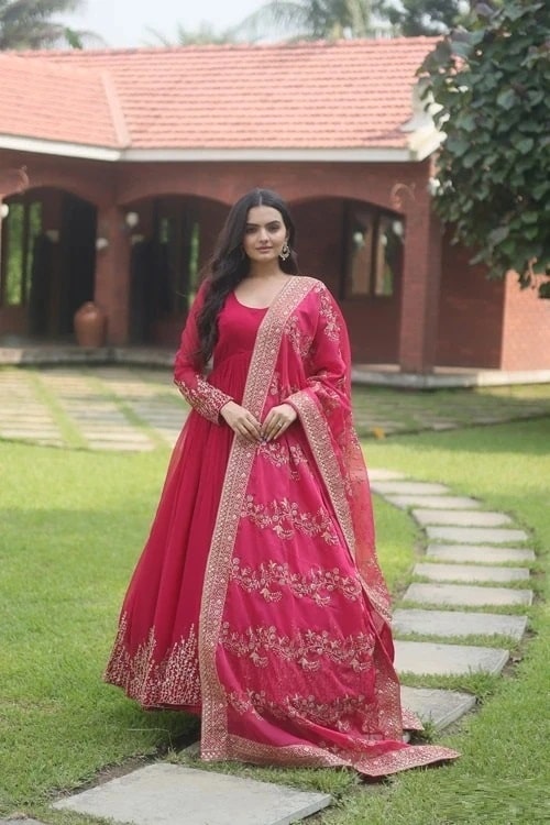 Vamika Vol 25 Embroidered Work Designer Gown With Dupatta Collection