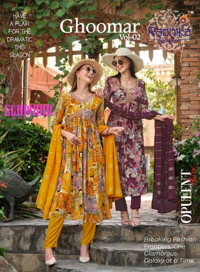 Radhika Ghoomar Vol 2 Designer Alia Cut Kurti Pant With Dupatta