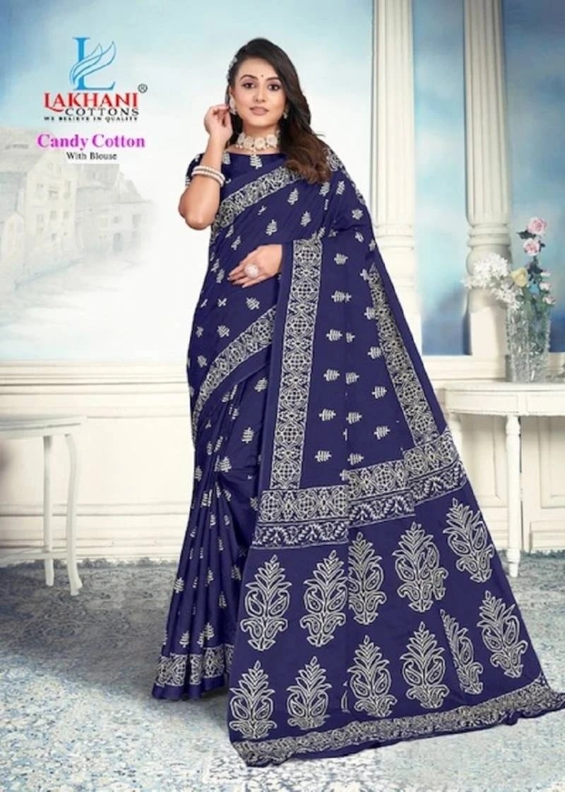 Lakhani Candy Soft Cotton Printed Saree Wholesalers
