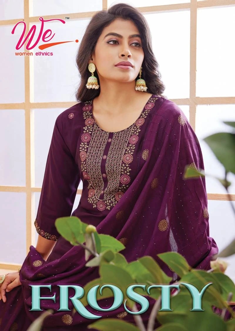 We Frosty Roman Silk New Kurti With Bottom Dupatta Collection Wholesale