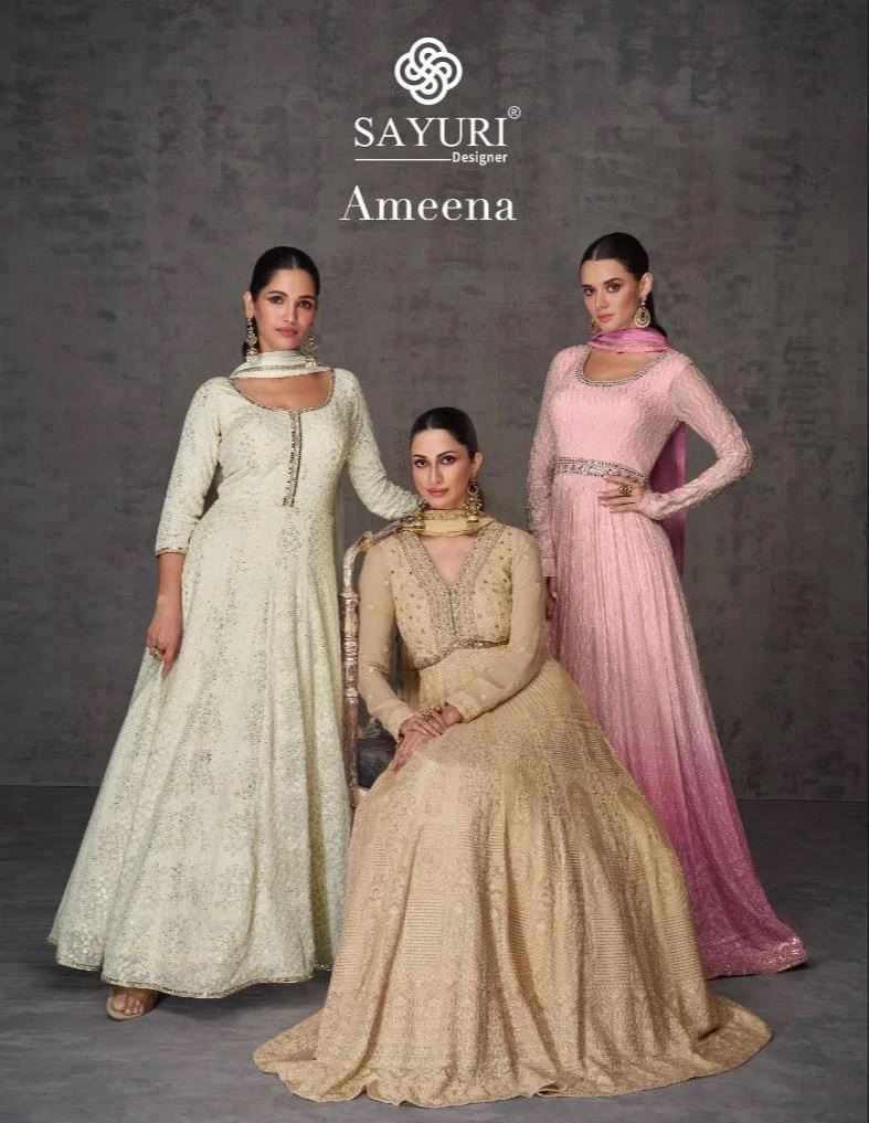 Sayuri Ameena Real Georgette Designer Gown With Dupatta Collection