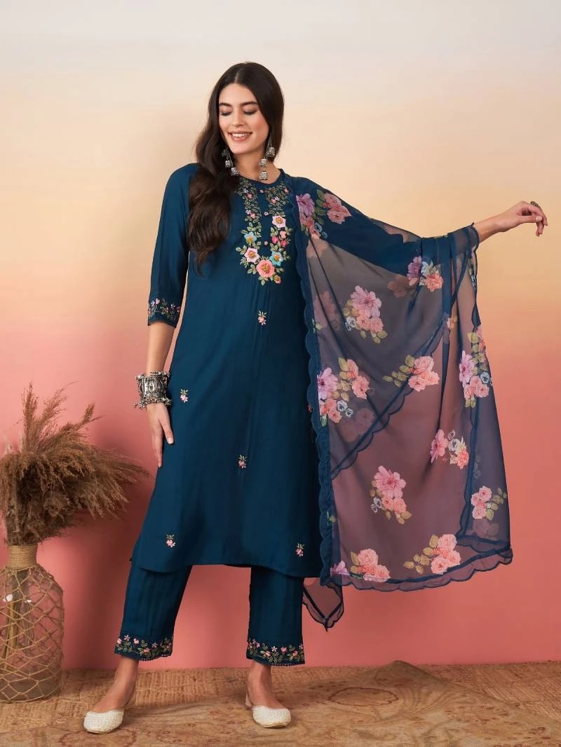 Indo Era 2385 Silk Regular Kurta With Pant And Dupatta