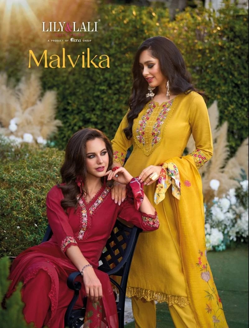 Lily And Lali Malvika Embroidered Kurti Pant With Dupatta