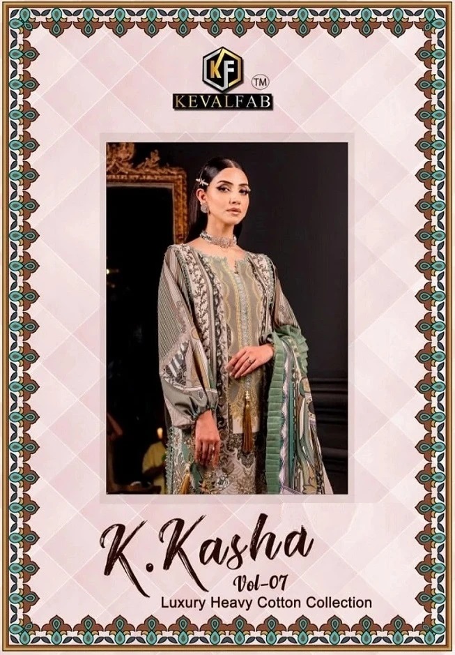 Keval K Kasha Vol 7 Printed Heavy Cotton Dress Material Wholesaler