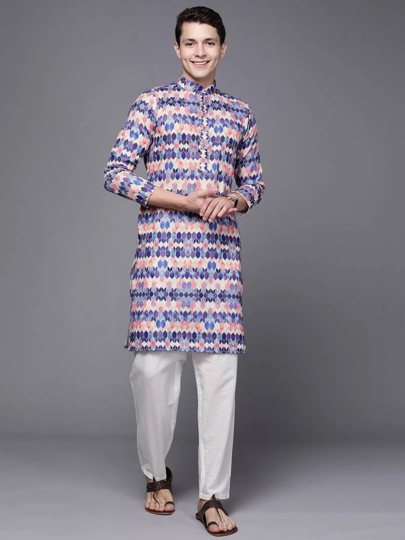 Indo Era 2400 Ethnic Printed Thread Work Kurtas Mens Wear Collection