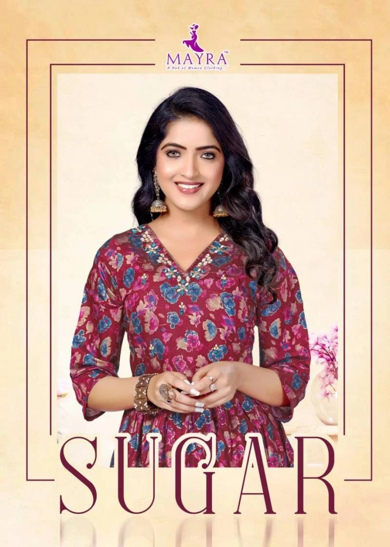 Mayra Sugar Modal Mirror Handwork Designer Long Kurti Collection