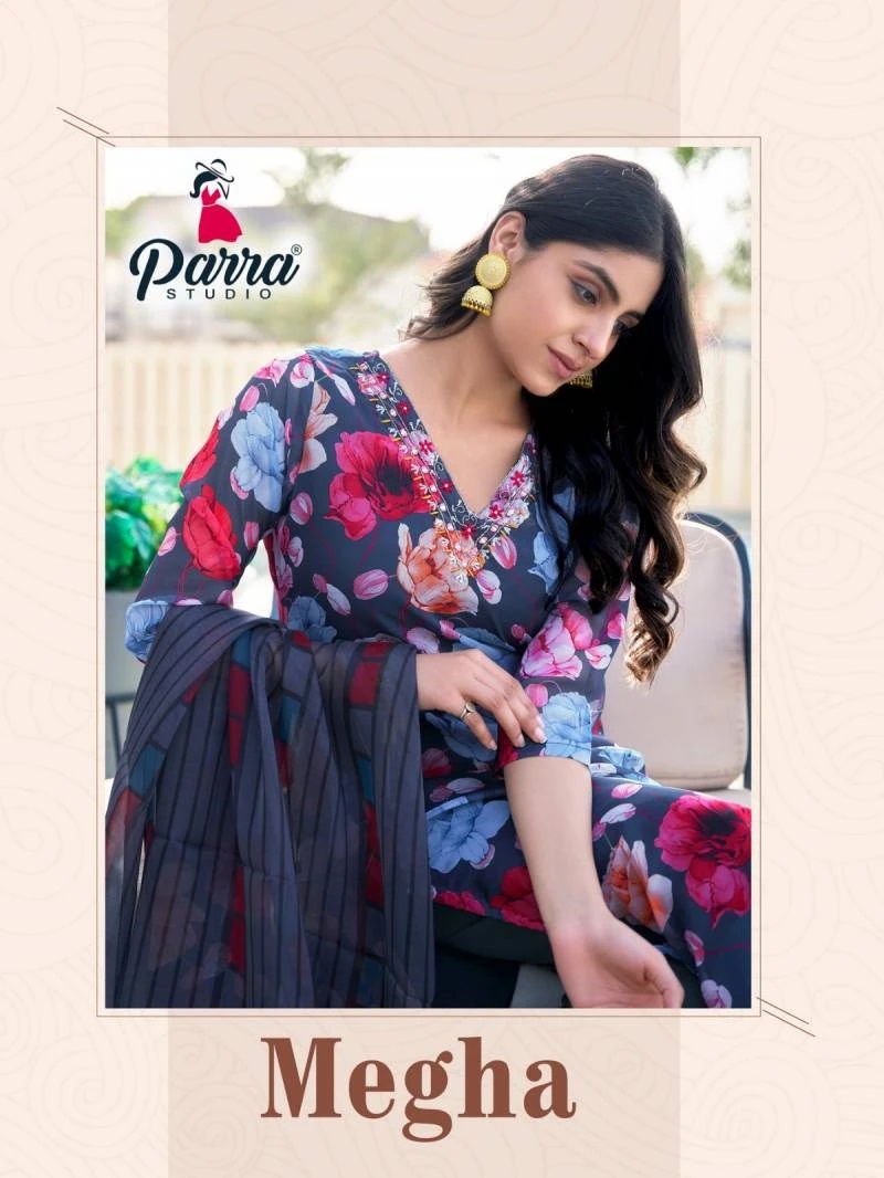 Parra Megha Organza Printed Fancy Kurti Bottom With Dupatta