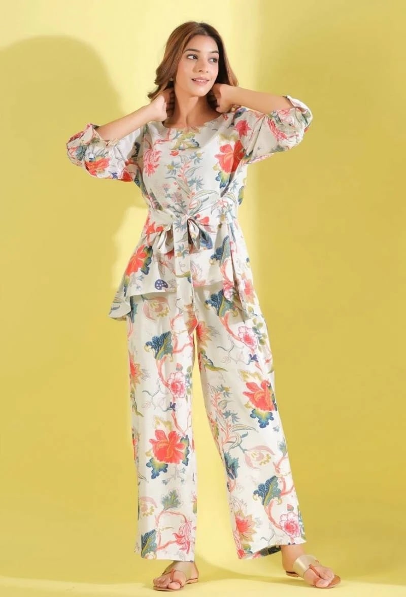 Cod 1190 Cotton Blend Printed Fancy Co Ord Set Collection