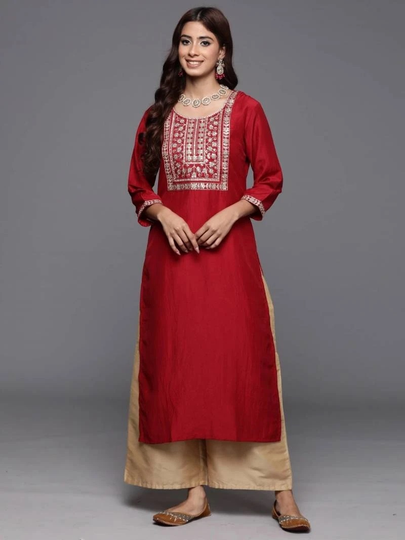 Indo Era 2394 Motifs Yoke Women Silk Designer Kurti Collection