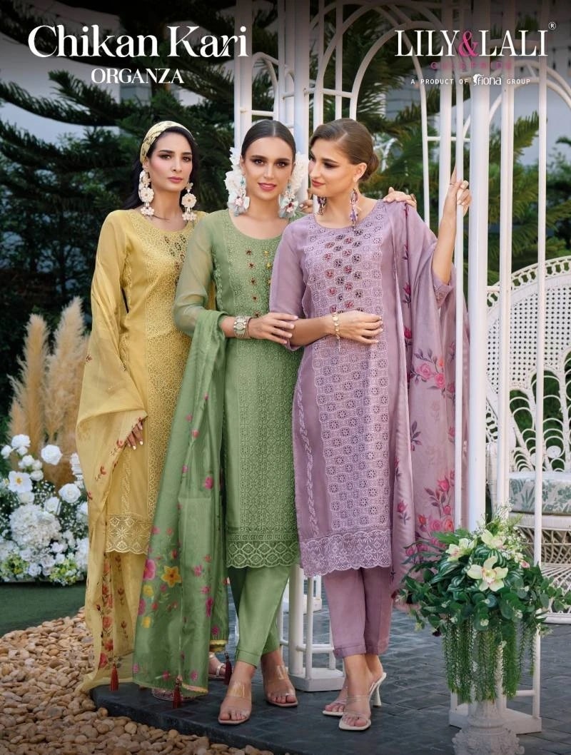 Lily And Lali Chikankari Designer Kurti Bottom With Dupatta