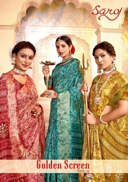 Saroj Golden Screen Vol 11 Crystal Jacquard Sarees Wholesale Shop