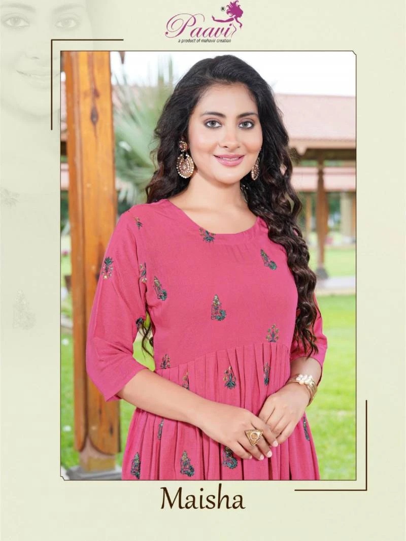Paavi Maisha Sequense Work Fancy Designer Long Kurti Collection