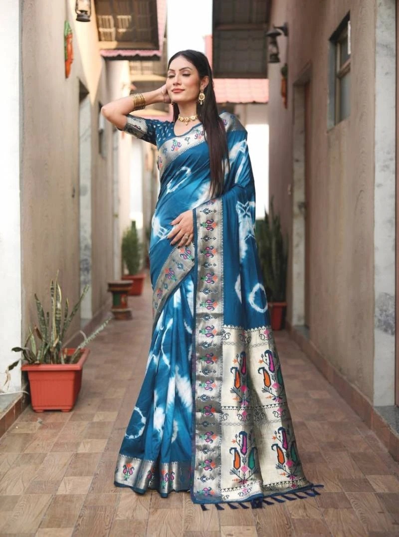 Sc Vatika Designer Shibory Pure Paithani Silk Saree Wholesale