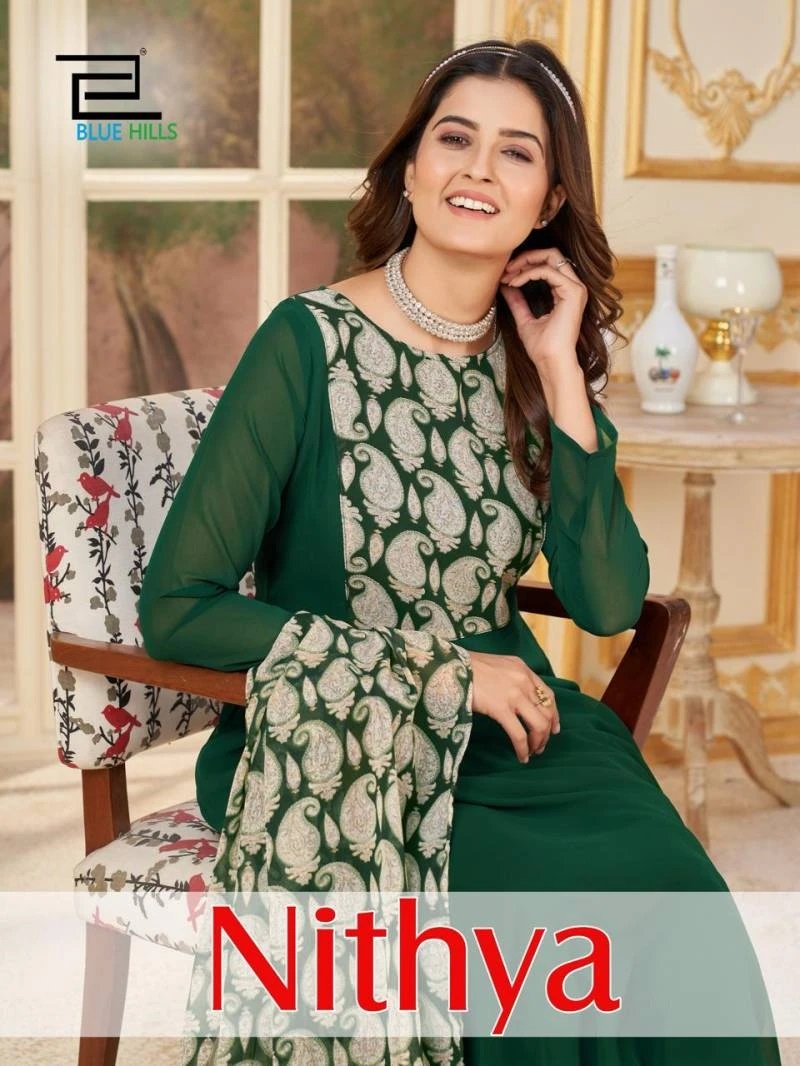 Blue Hills Nithya Fancy Long Kurti Pant With Dupatta Collection