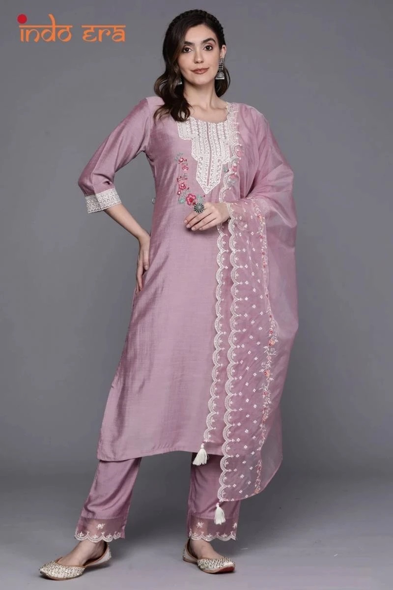 Indo Era 2402 Women Embroidery Work Straight Kurti Pant With Dupatta