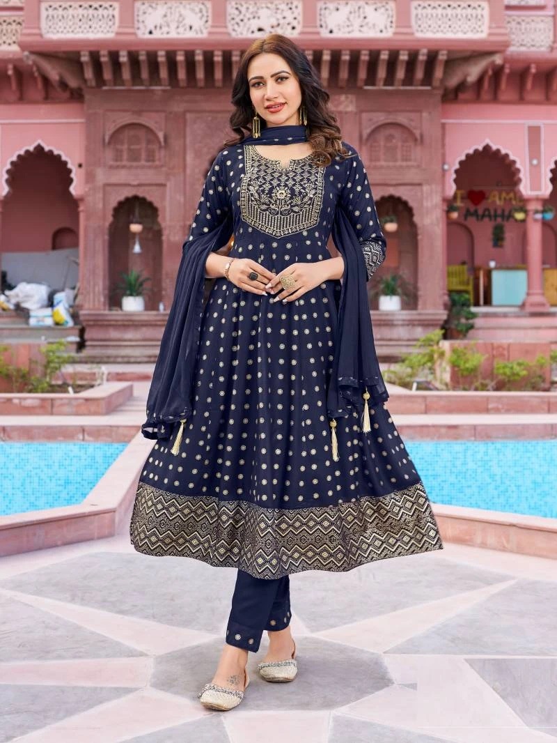 Blue Hills Shreya Fancy Anarkali Kurti Pant With Dupatta Collection