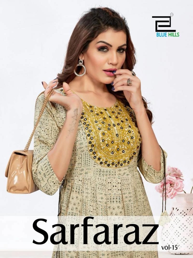 Blue Hills Sarfaraz Vol 15 Embroidery Long Kurti Collection