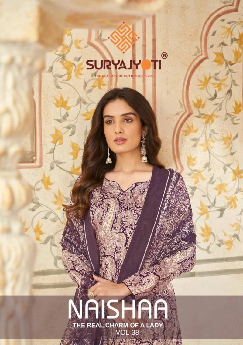 Suryajyoti Naishaa Vol 38 Cotton Dress Material Wholesaler
