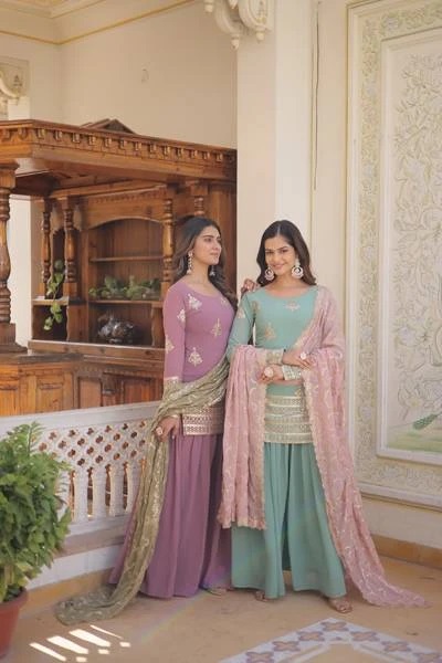 Vamika Vol 30 Faux Georgette Kurta Sharara With Dupatta Collection