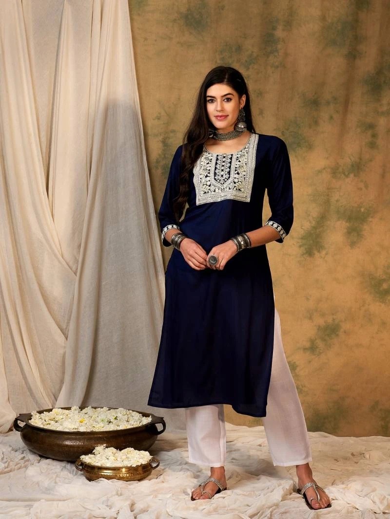 Indo Era 2432 Floral Thread Work Designer Kurti Collection