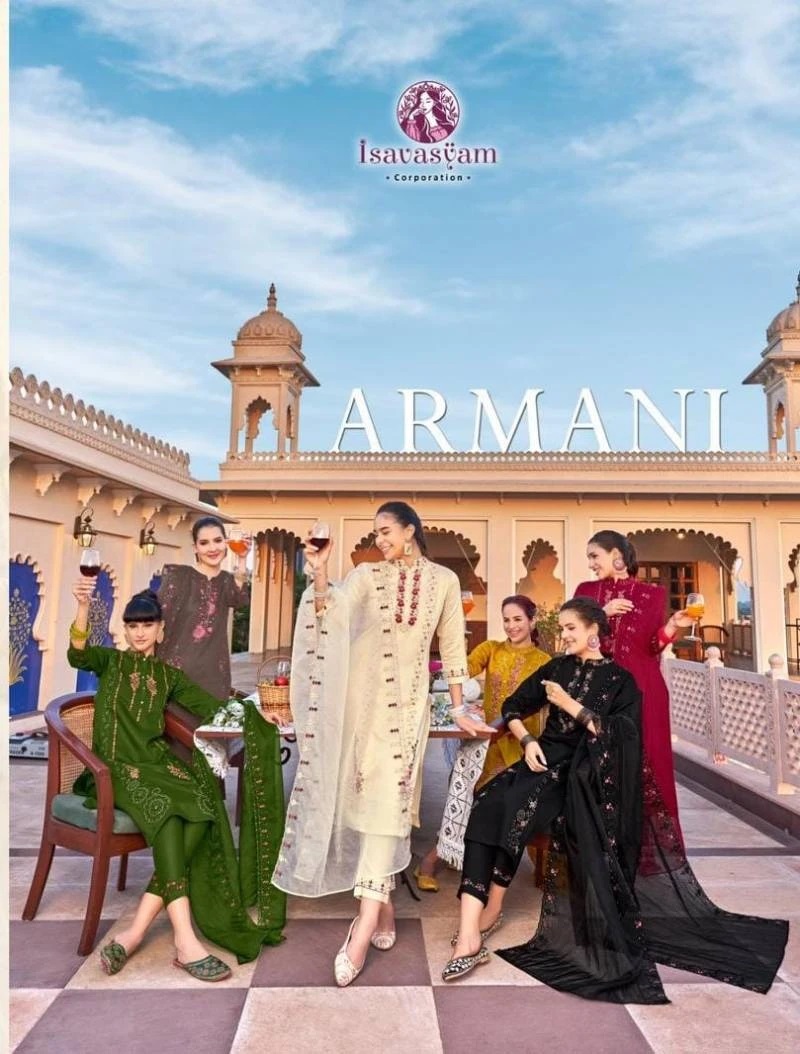 Isavasyam Armani Premium Designer Kurti Pant With Dupatta
