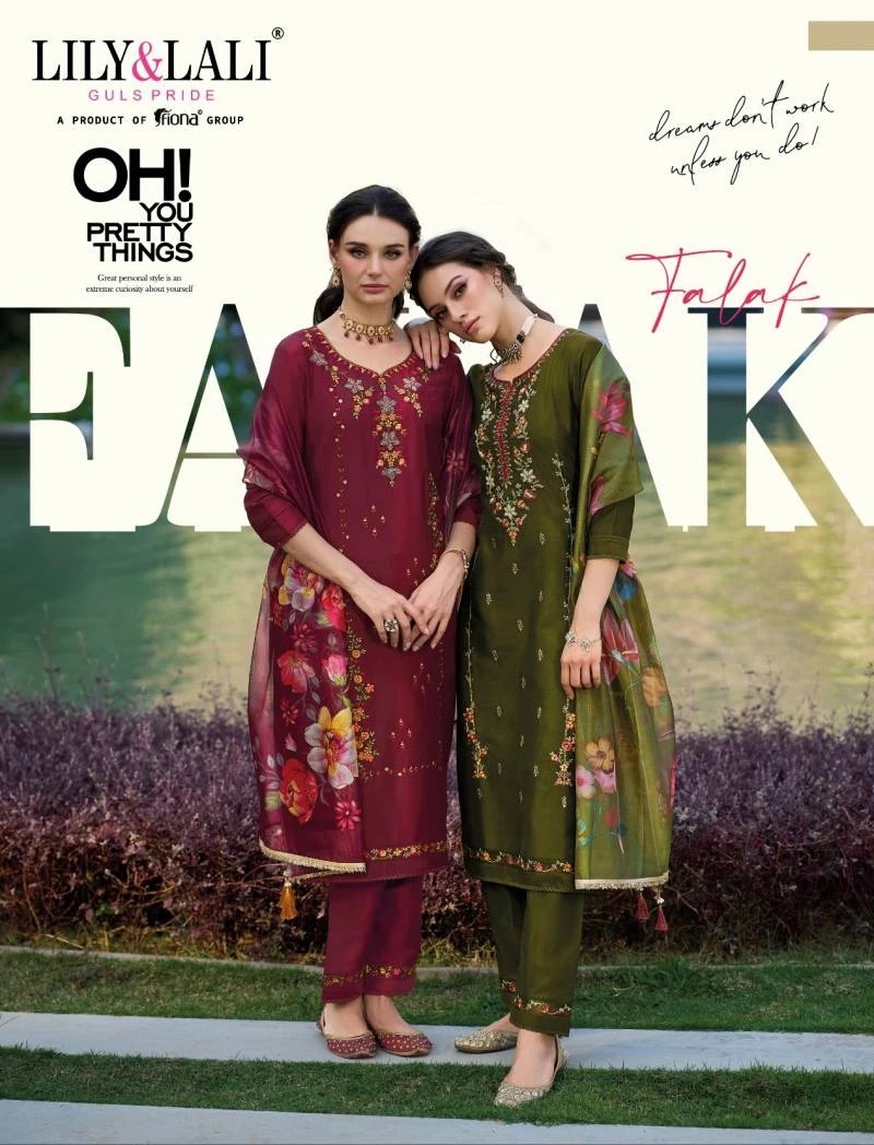 Lily And Lali Falak Organza Designer Kurti Pant With Dupatta Set
