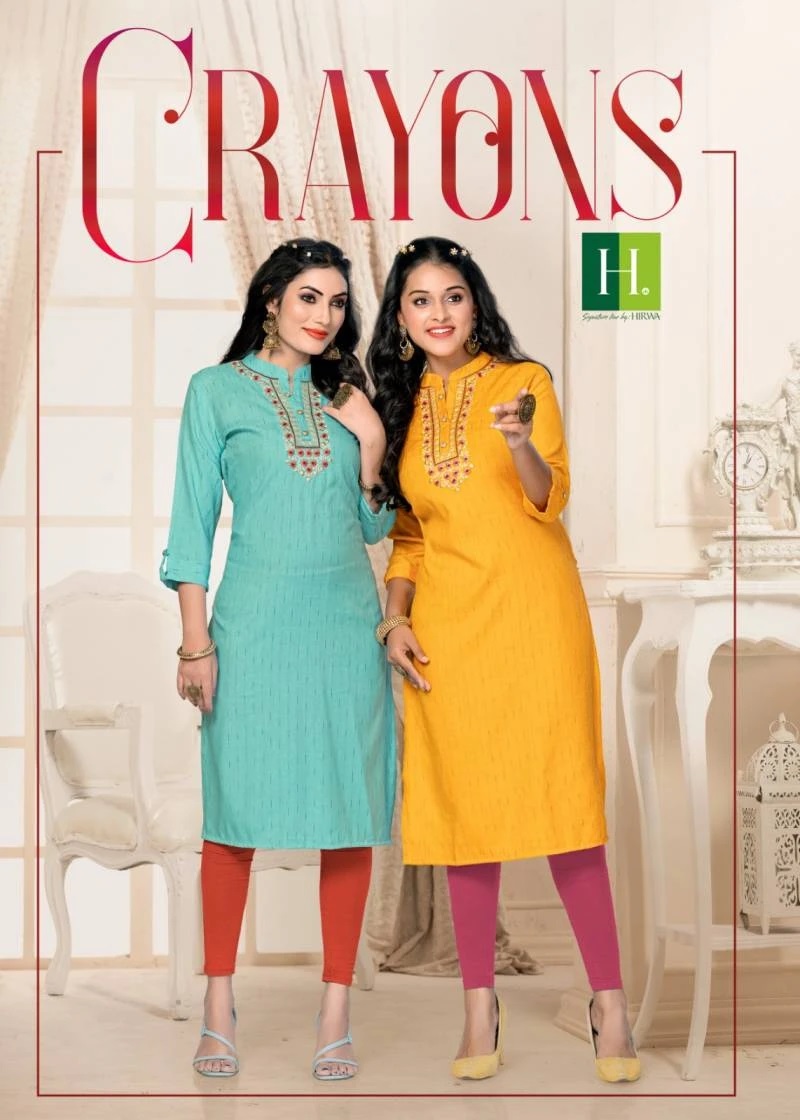 Hirwa Crayons Casual Wear Rayon Kurti Collection