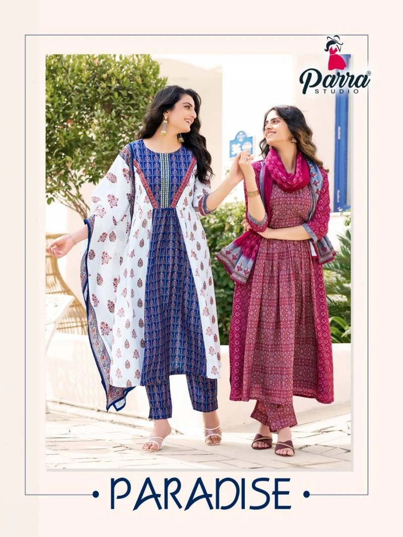 Parra Paradise Maslin Designer Kurti Pant With Dupatta Online Shopping