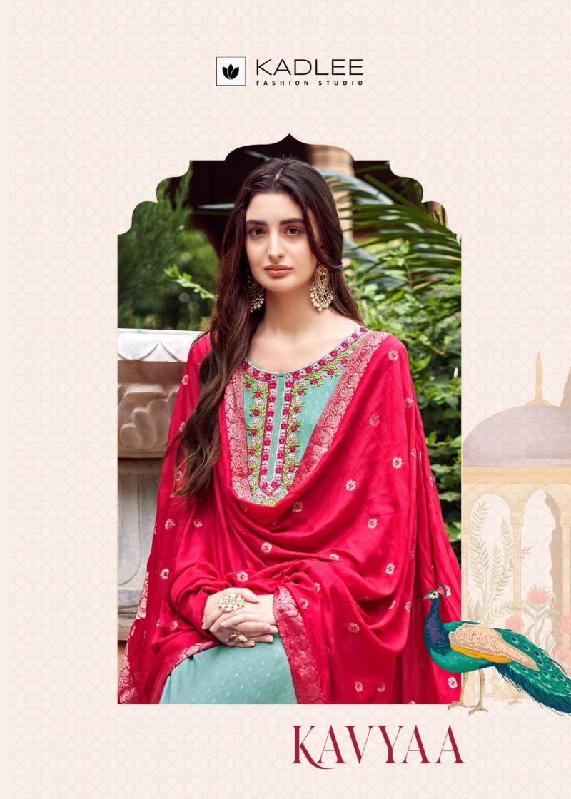 Kadlee Kavyaa Rayon Embroidered Kurti Pant With Dupatta Collection