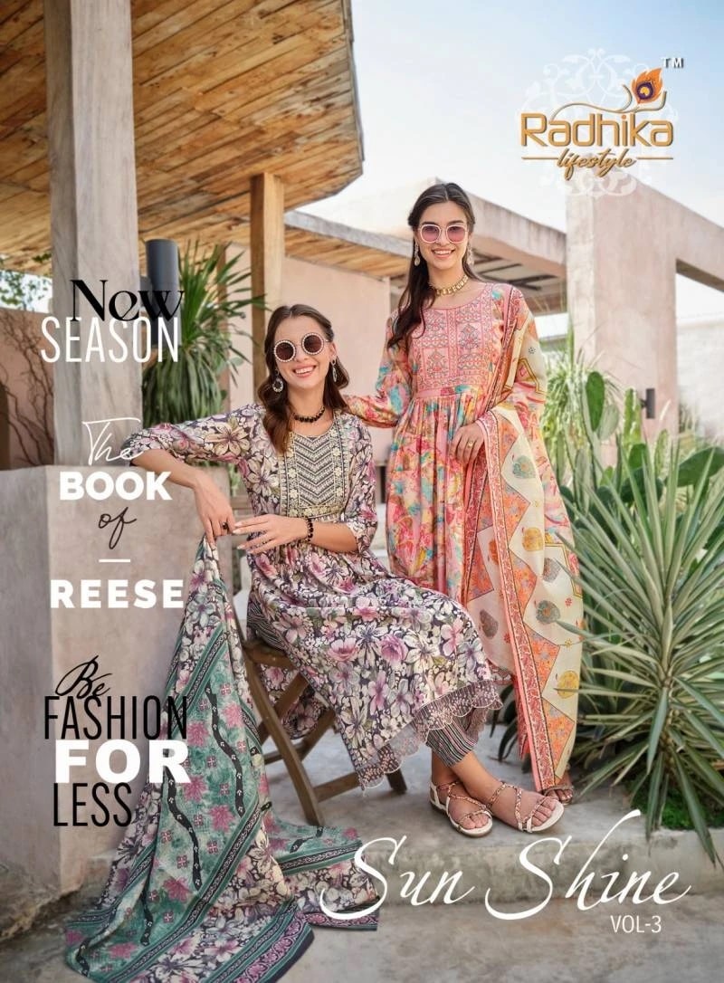 Radhika Sunshine Vol 3 Embroidery Kurti Bottom With Dupatta