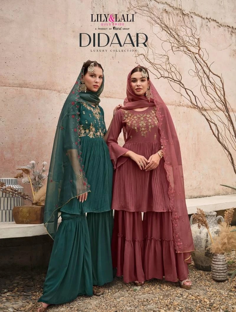 Lily And Lali Didaar Premium Handwork Kurti Palazzo With Dupatta