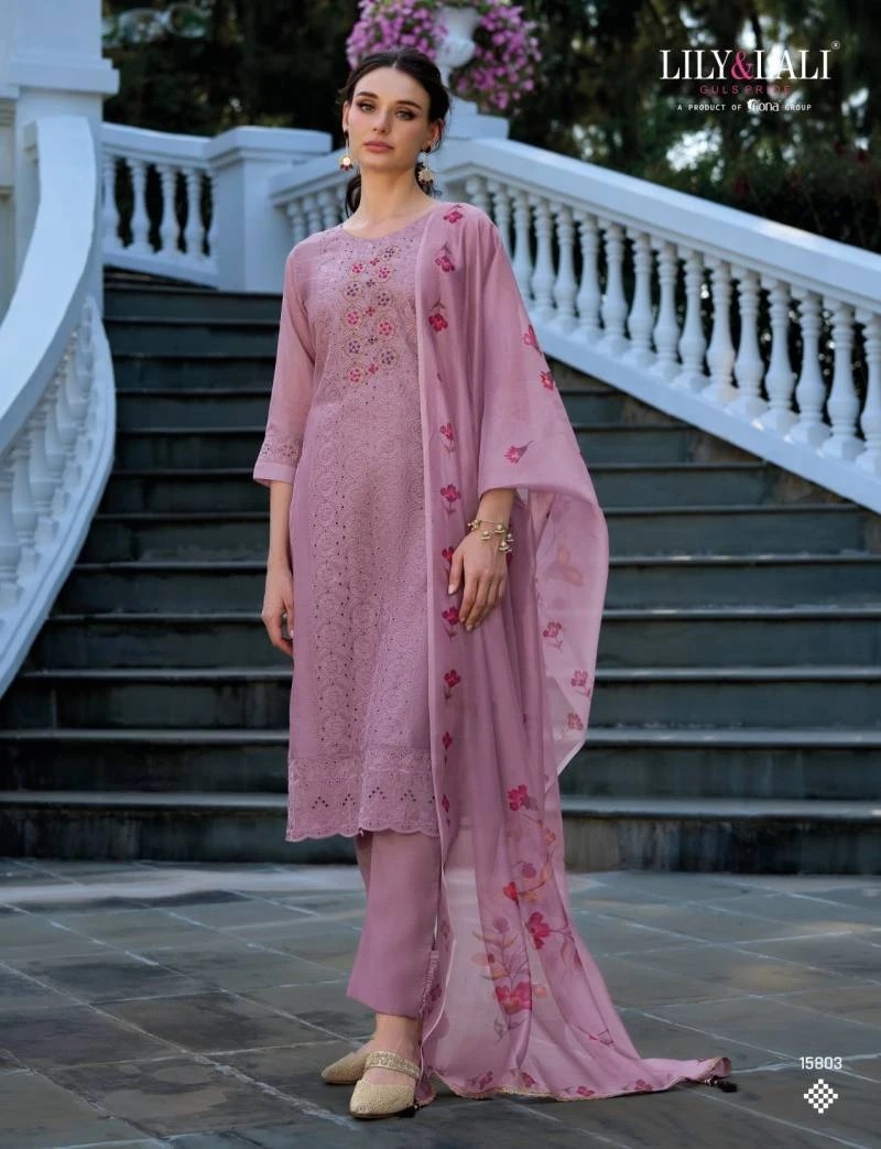 Lily And Lali ChikanKari Vol 3 Silk Kurti Pant With Dupatta Collection