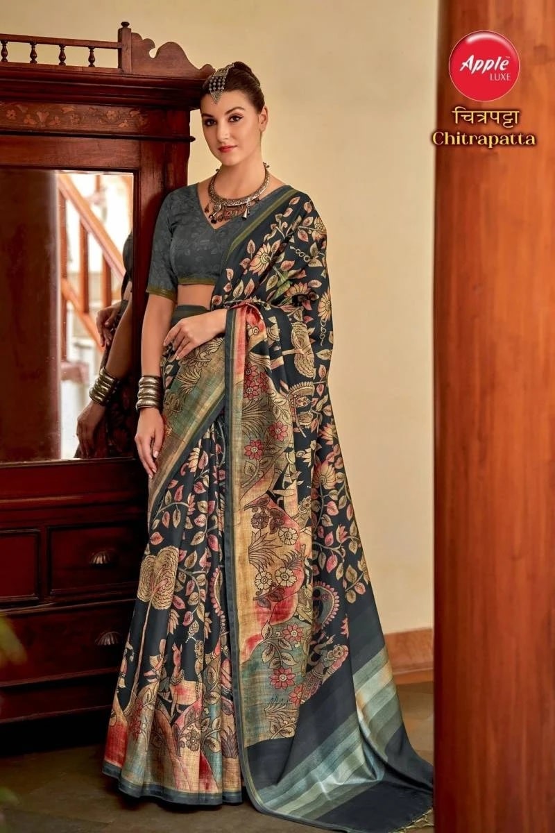 Apple Chitrapatta Printed Silk Saree Collection