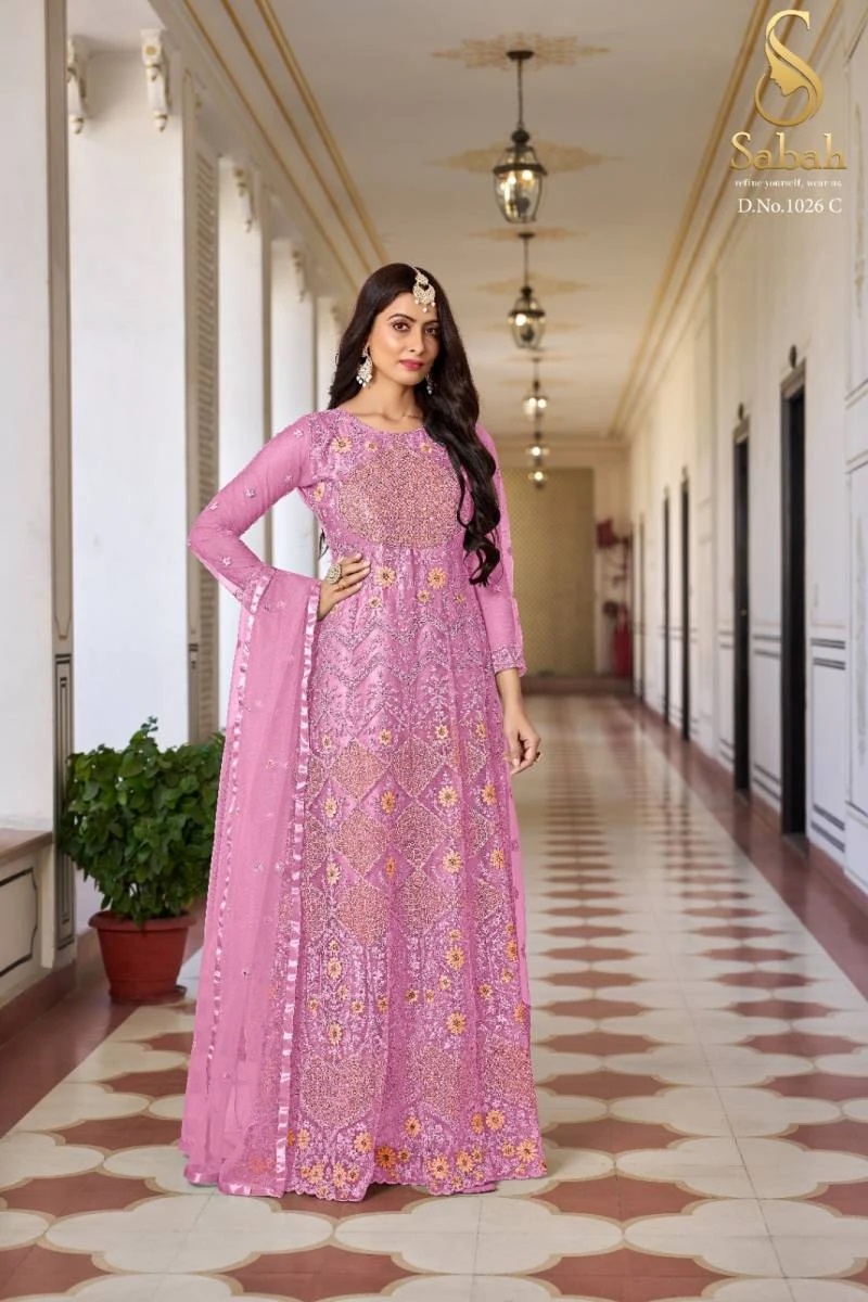 Sabah Simran Net Designer Gown Wholesaler
