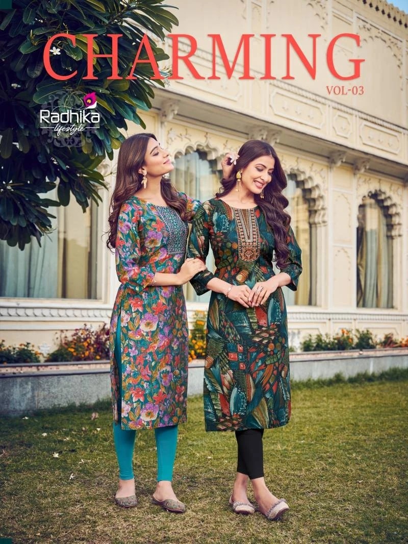 Radhika Charming Vol 3 Chanderi Embroidered Kurti Collection
