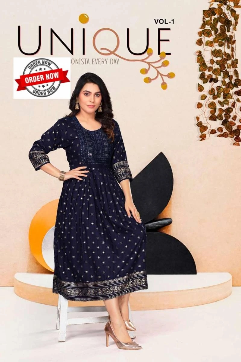Golden Unique Vol 1 Rayon Printed Kurti Wholesaler