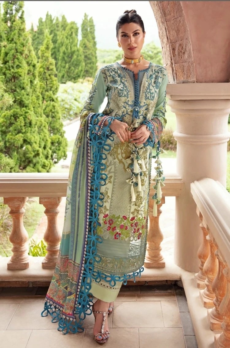 Taj 483 Printed Pakistani Salwar Kameez With Cotton Dupatta