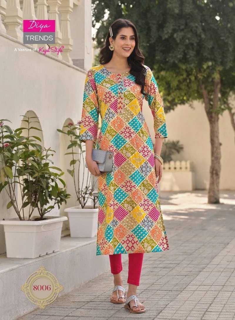 Diya Trends Garden City Vol 8 Printed Straight Kurti Wholesale
