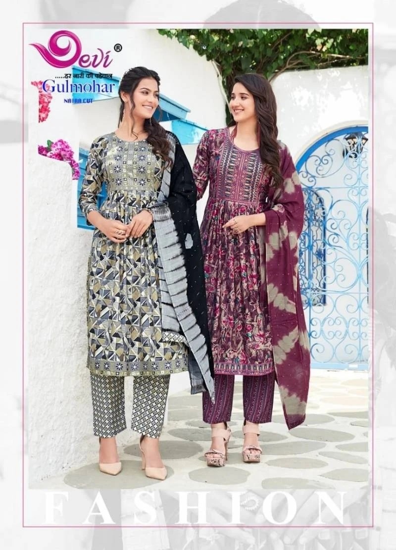 Devi Gulmohar Vol 2 Naira Cut Kurti Pant With Dupatta Wholesale