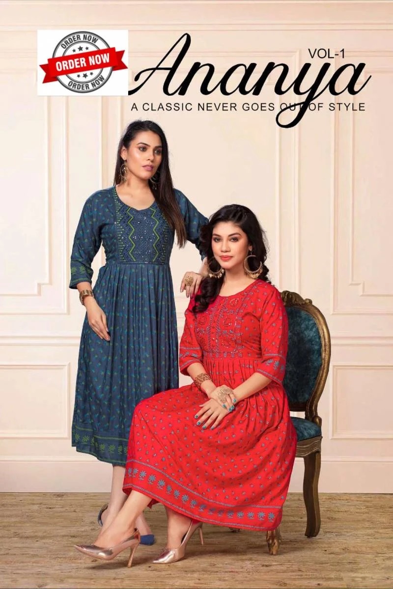 Golden Ananya Vol 1 Sequense Embroidered Kurti Collection