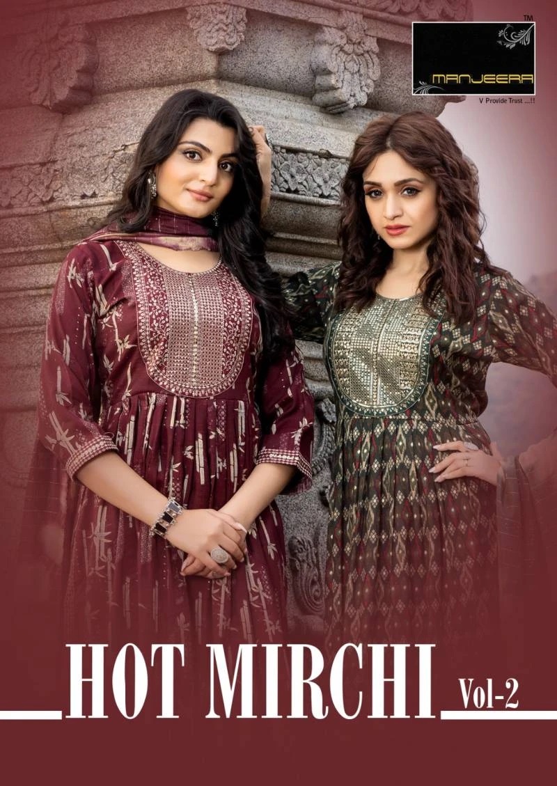 Manjeera Hot Mirchi Vol 2 Naira Cut Capsul Printed Kurti Pant With Dupatta