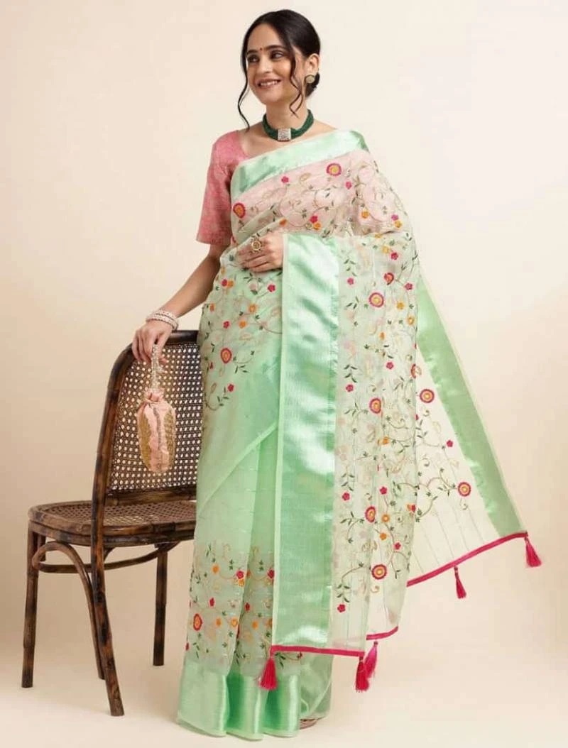 Vt 5043 Party Wear Embroidered Saree Collection