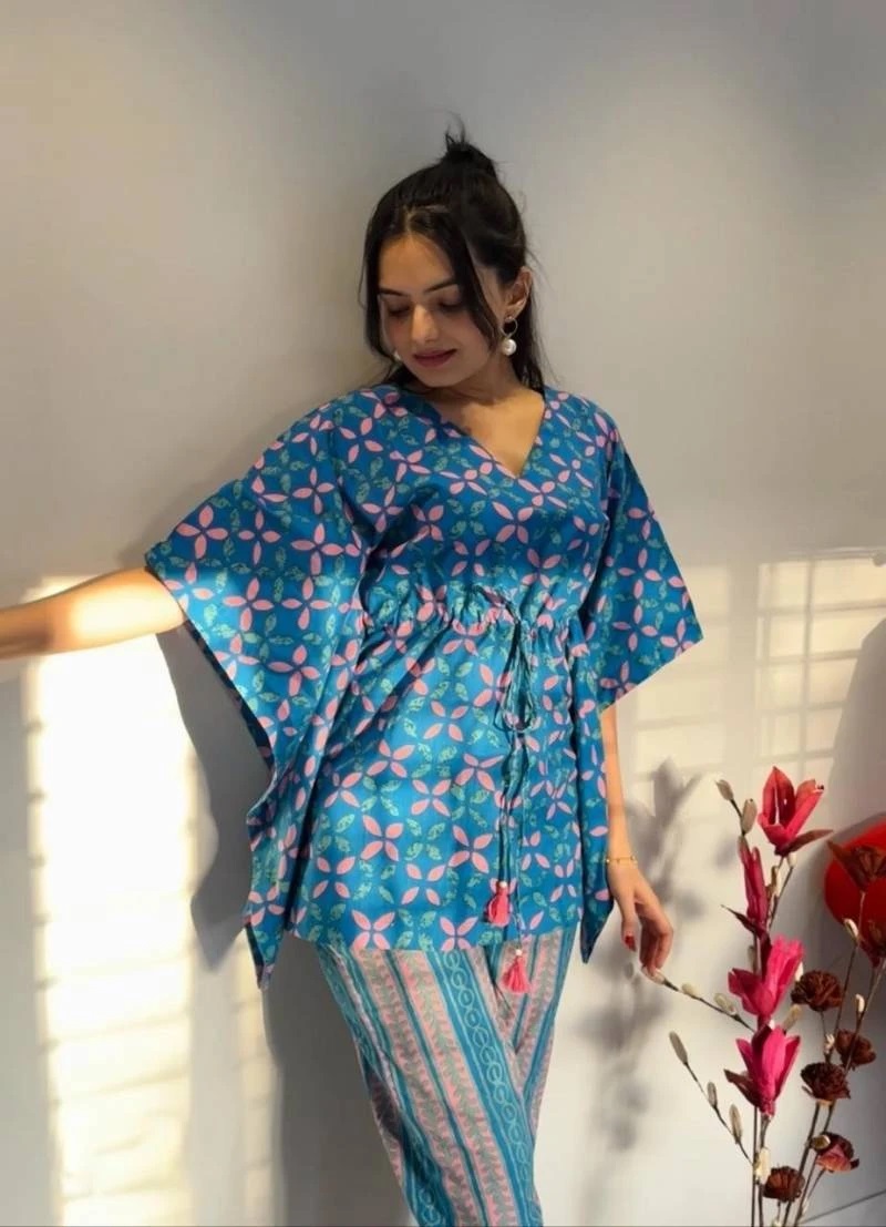 Indira 27021 Fancy Kaftan Style Top With Pant Collection