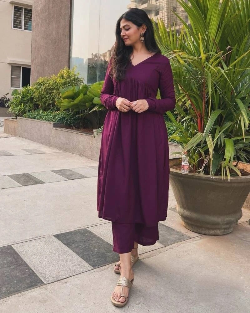 Roohi 1 Naira Cut Cotton Kurti With Palazzo Collection